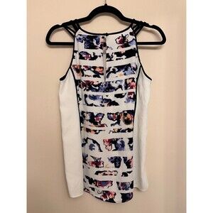 White House Black Market SL Grace Blocked Top Floral XSP NWT